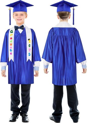 AOTHSO 8Pcs Kindergarten Graduation Cap and Gown Tassel Set 2025 with Stole Bear Certificate for Preschool Kids in Saudi Arabia