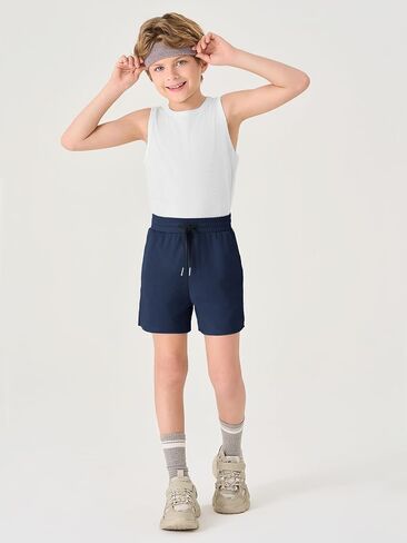 شورت أولاد Haloumoning Mesh Childs Side Side Side Slit Slit Shorts مع جيوب من 5 إلى 14 عامًا in Kuwait