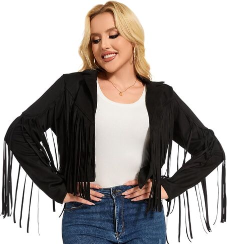 Atamet 70s Faux Faux Suede Leather Justume 60S Costume ، Halloween 2025 Fashion Tassel Potorcycle Coats in Kuwait