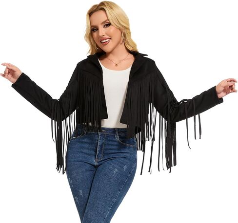 Atamet 70s Faux Faux Suede Leather Justume 60S Costume ، Halloween 2025 Fashion Tassel Potorcycle Coats in Kuwait