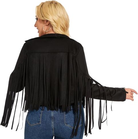 Atamet 70s Faux Faux Suede Leather Justume 60S Costume ، Halloween 2025 Fashion Tassel Potorcycle Coats in Kuwait