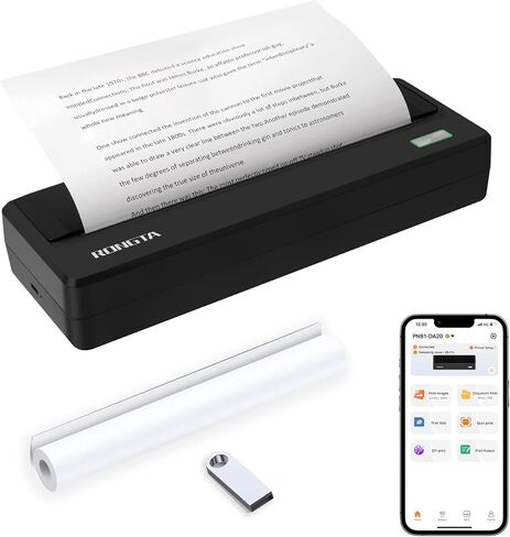 Rongta Portable Printer Wireless for Travel ، 300DPI Printly Bluetooth Mobile Printer ، دعم 8.5 "× 11" أمريكي ، متوافق مع أجهزة الكمبيوتر المحمولة Android iOS (الرمادي) in Kuwait