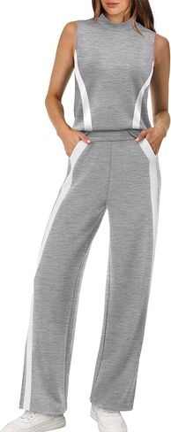 XIEERDUO Two Piece Sets for Women Summer Outfits Travel Mock Neck Lounge Sets Wide Leg Pants Beach Vacation Clothes in Saudi Arabia