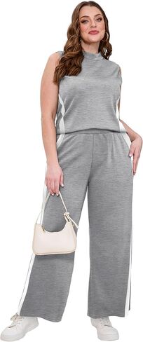 XIEERDUO Two Piece Sets for Women Summer Outfits Travel Mock Neck Lounge Sets Wide Leg Pants Beach Vacation Clothes in Saudi Arabia
