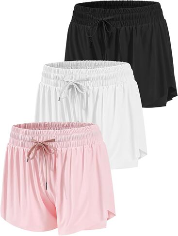 3 Packs Girls Butterfly Shorts 2 in 1 Girls Athletic Shorts Youth Flowy Shorts for Active, Running,Basketball in Saudi Arabia