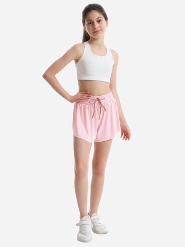 3 Packs Girls Butterfly Shorts 2 in 1 Girls Athletic Shorts Youth Flowy Shorts for Active, Running,Basketball in Saudi Arabia