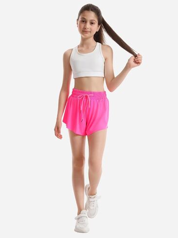 3 Packs Girls Butterfly Shorts 2 in 1 Girls Athletic Shorts Youth Flowy Shorts for Active, Running,Basketball in Saudi Arabia