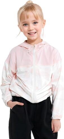 JiAmy Girl's Athletic Hoodie Zip Up Sun Protection Jacket Cooling Camo Shirt for Active Running Outdoor in Saudi Arabia