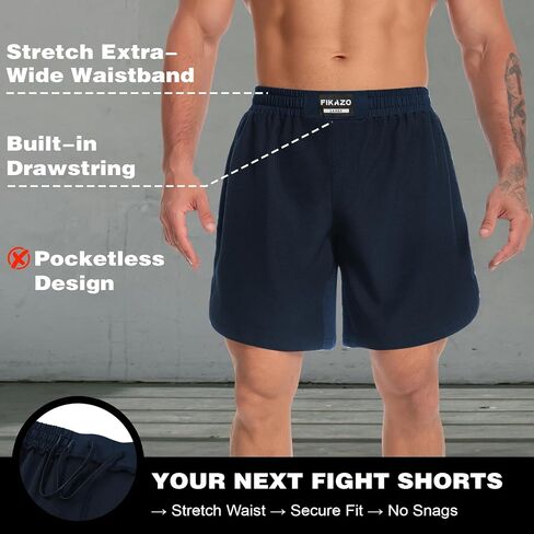 MMA Shorts Men - No GI BJJ Shorts for Muay Thai ، الملاكمة ، القتال ， التدريب على المصارعة والتدريب القتالي in Kuwait