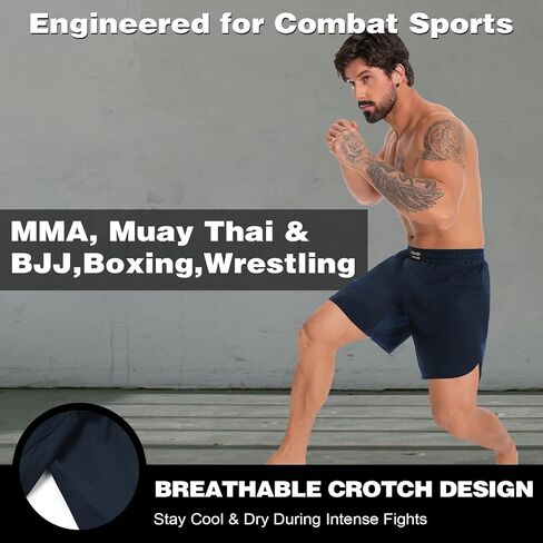 MMA Shorts Men - No GI BJJ Shorts for Muay Thai ، الملاكمة ، القتال ， التدريب على المصارعة والتدريب القتالي in Kuwait