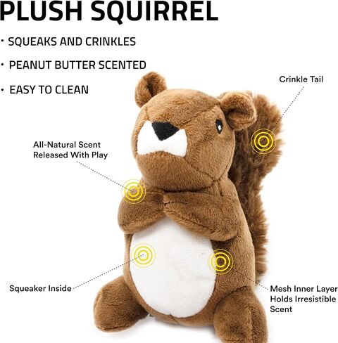 Playology Plush Dog Bundle | ألعاب محشوة ومعطر للكلاب الصغيرة | زبدة الفول السوداني السنجاب والربع الحلو الراكون in Kuwait