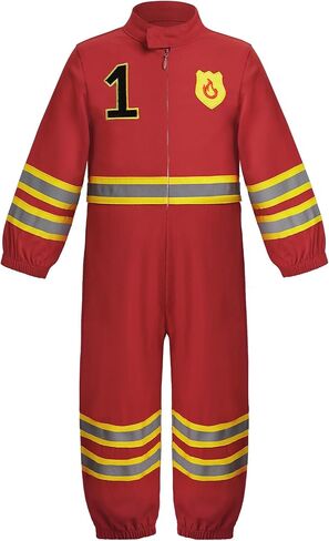 IMEKIS Baby 1st Birthday Outfit Boy Girl Long Sleeve Jumpsuit Firefighter Astronaut Halloween Cake Smash Photo Shoot in Kuwait