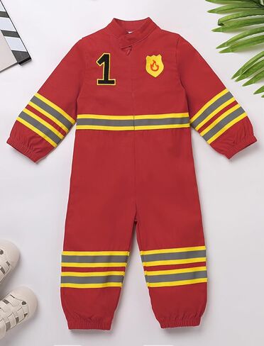 IMEKIS Baby 1st Birthday Outfit Boy Girl Long Sleeve Jumpsuit Firefighter Astronaut Halloween Cake Smash Photo Shoot in Kuwait