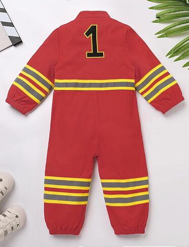 IMEKIS Baby 1st Birthday Outfit Boy Girl Long Sleeve Jumpsuit Firefighter Astronaut Halloween Cake Smash Photo Shoot in Kuwait