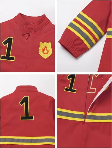 IMEKIS Baby 1st Birthday Outfit Boy Girl Long Sleeve Jumpsuit Firefighter Astronaut Halloween Cake Smash Photo Shoot in Kuwait