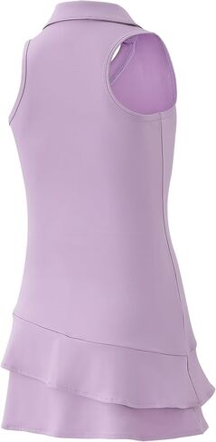 Girls Tennis Dress Sleeveless Golf Outfit V Neck Athletic Dresses with Built-in Shorts and Pockets in Saudi Arabia