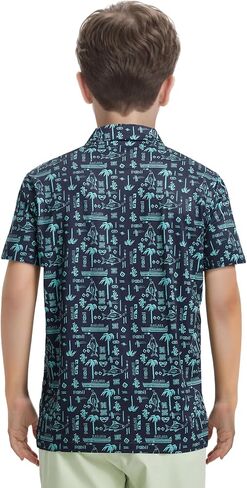 M Maelreg Boys Polo Shirt Shirt Shirt Sleeve Performance Dry Fit Stretch Function Print Print Active Casual Collared Dorts for Boy in Kuwait