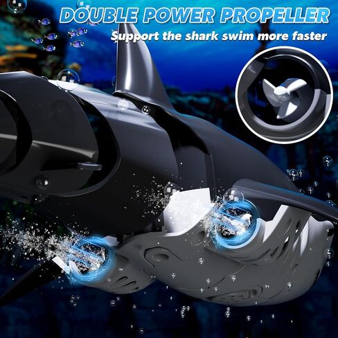 Remote Control Whale Shark Toys for Boys Kids, 1:18 Scale High Simulation Shark for Pool, 2.4Ghz Electric RC Shark Boat Fish Toys with Light & Spray, Toy Shark Gifts for 6 7 8 9 Year olds Kid Boy Girl in Kuwait