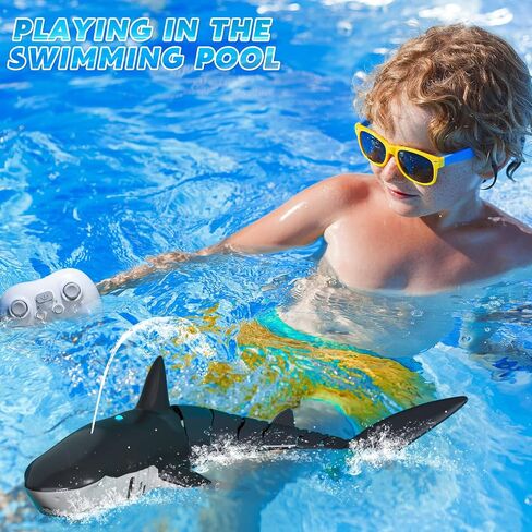 Remote Control Whale Shark Toys for Boys Kids, 1:18 Scale High Simulation Shark for Pool, 2.4Ghz Electric RC Shark Boat Fish Toys with Light & Spray, Toy Shark Gifts for 6 7 8 9 Year olds Kid Boy Girl in Kuwait