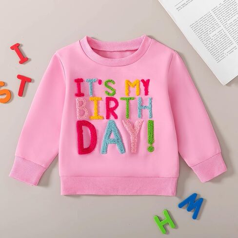 Toddler Fall Outfit Birthday Girl Print Sweatshirt Top Crewneck Pullovers Shirt Little Princess Birthday Clothes in Kuwait