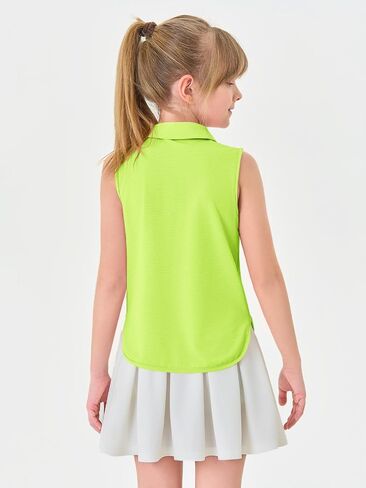Haloumoning Girls Athletic Golfless Golf Polo Derts Kids Quidd Zip Quick Dry Wrading Tank Tops 5-14 Years in Kuwait