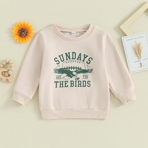 Toddler Girls Boys Fall Clothes Football Game Day Sweatshirt Tops Crewneck Pullovers Shirt Kids Football Outfit in Kuwait