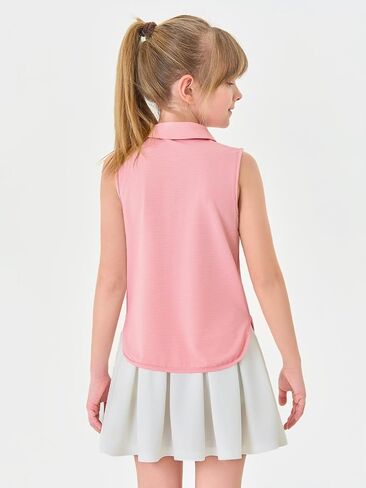 Haloumoning Girls Athletic Golfless Golf Polo Derts Kids Quidd Zip Quick Dry Wrading Tank Tops 5-14 Years in Kuwait