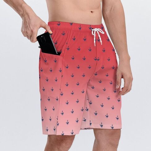 Mens Swim Trunks with Compression Liner 9 Inch Swimming Trunks Board Shorts with Zipper Pockets in Saudi Arabia