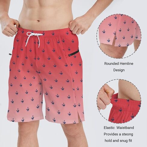 Mens Swim Trunks with Compression Liner 9 Inch Swimming Trunks Board Shorts with Zipper Pockets in Saudi Arabia
