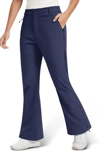 MAGCOMSEN Women's Fleece Lined Flare Pants Waterproof Insulated Snow Ski Pants Warm Outdoor Winter Hiking Softshell in Saudi Arabia