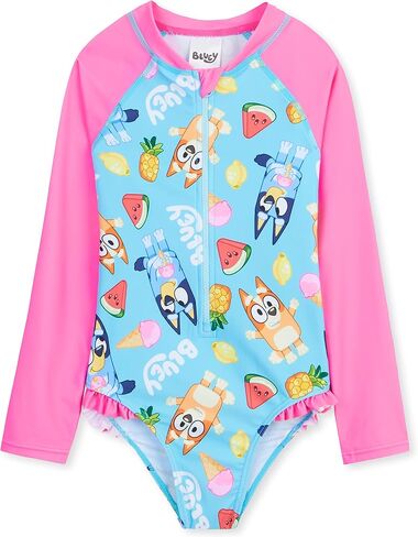 Bluey Girls Swimsuit Long Sleeve One Piece Bathing Suit or Rash Guard Kids Toddler in Saudi Arabia