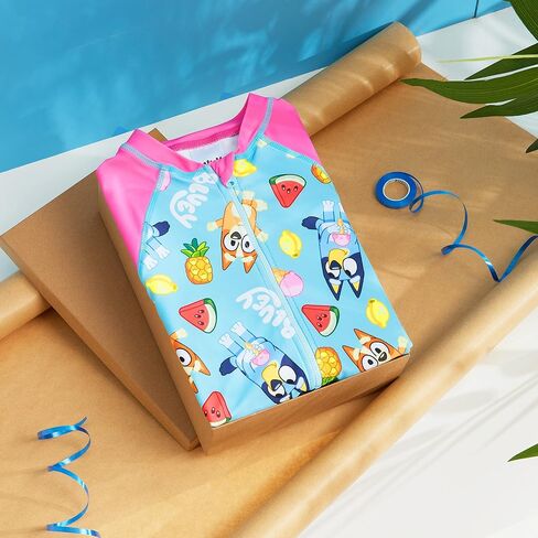 Bluey Girls Swimsuit Long Sleeve One Piece Bathing Suit or Rash Guard Kids Toddler in Saudi Arabia