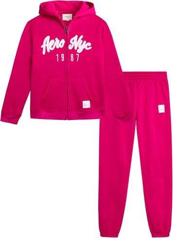 AEROPOSTALE Girls Tracksuit - 2 Piece Cozy Fleece Zip Up Hoodie and Jogger Sweat Pants - Sweat Suit for Girls (Sizes: 4-12) in Saudi Arabia