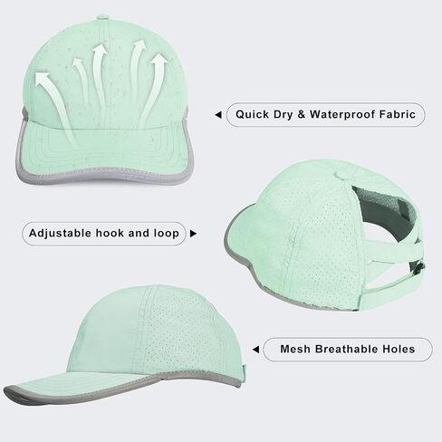 Girls Criss Cross Ponytail Baseball Cap Reflective Quick Dry Hat Kids Cooling Mesh Outdoor Sports Hat for Age 3-12 in Saudi Arabia