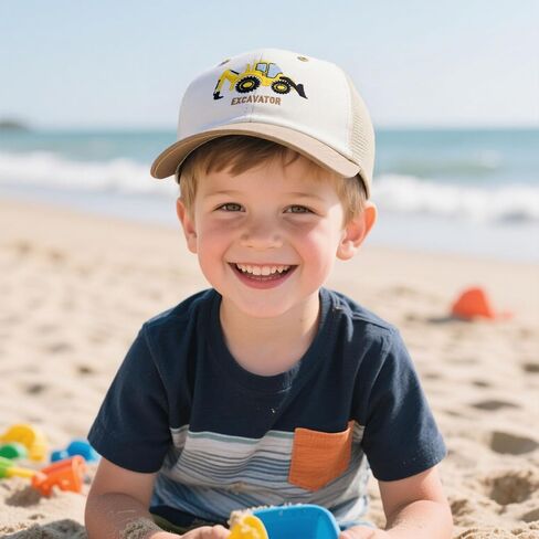 Kids Trucker Hat for Boys Girls Ages 4-10, UPF 50+ Protection Mesh Back Embroidered Baseball Cap in Kuwait