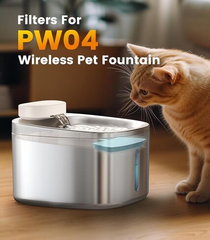 oneisall Wireless Cat Water Fountain, Stainless Steel Pet Fountain Battery Operated, 3.5L/118oz Automatic Cat Water Fountain Cordless & Rechargeable with Motion Sensor and Low Noise Running in Kuwait