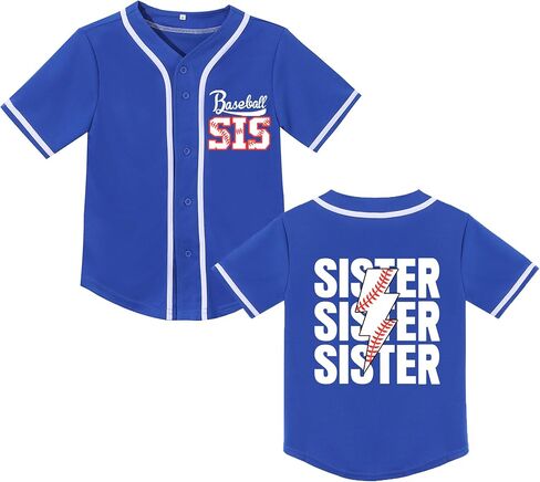 Girls Baseball Sister Jerseys Toddler Baseball Sisters Shirt Birthday Funny Cute V-Neck Short Sleeves Sport Tee in Saudi Arabia