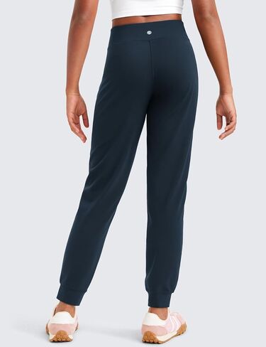 CRZ YOGA Butterlift Girls Joggers with Pockets - Athletic Active Casual Lounge Running Pants for Kids Teen Soft in Saudi Arabia