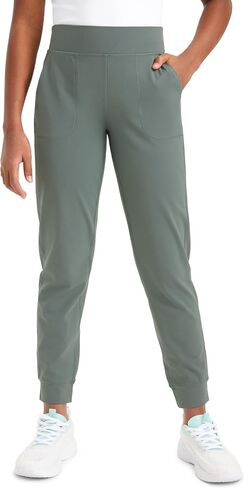 CRZ YOGA Butterlift Girls Joggers with Pockets - Athletic Active Casual Lounge Running Pants for Kids Teen Soft in Saudi Arabia
