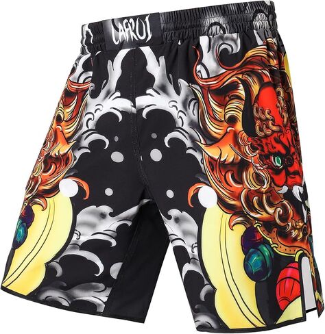 LAFROI Mens Boxing Shorts Jiu Jitsu MMA Cross Training Fighting Trunks Activewear with Drawstring-QJK06 in Saudi Arabia