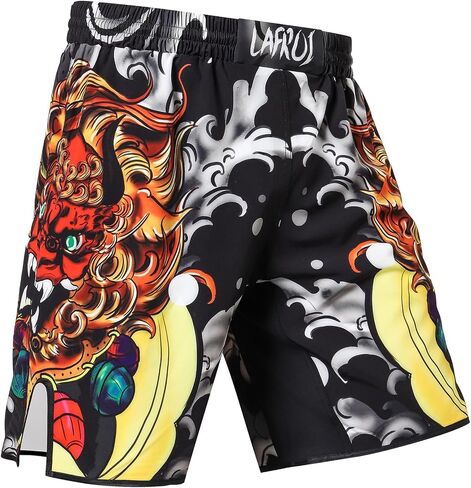 LAFROI Mens Boxing Shorts Jiu Jitsu MMA Cross Training Fighting Trunks Activewear with Drawstring-QJK06 in Saudi Arabia