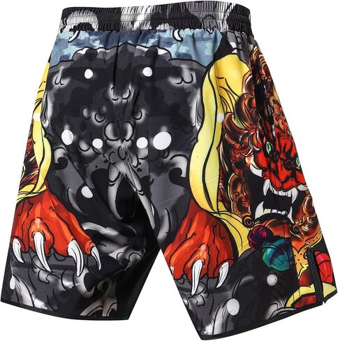 LAFROI Mens Boxing Shorts Jiu Jitsu MMA Cross Training Fighting Trunks Activewear with Drawstring-QJK06 in Saudi Arabia
