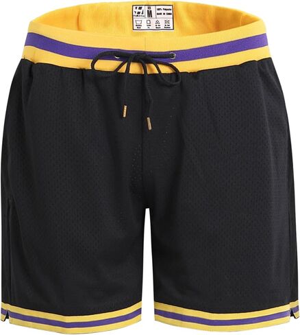 Pullonsy Basketball Athletic Mesh Shorts with Zip Pockets for Men, Running Workout Gym Sports 7 Inche Inseam in Kuwait