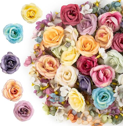 Framendino ، 150 حزمة زهور صغيرة مزيفة للحرف Multicolor Mini Silk Daisy Flower Heads Decord Home Decor in Kuwait