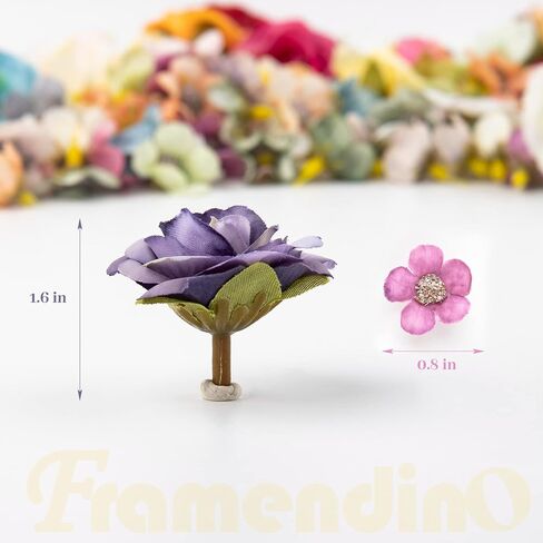 Framendino ، 150 حزمة زهور صغيرة مزيفة للحرف Multicolor Mini Silk Daisy Flower Heads Decord Home Decor in Kuwait