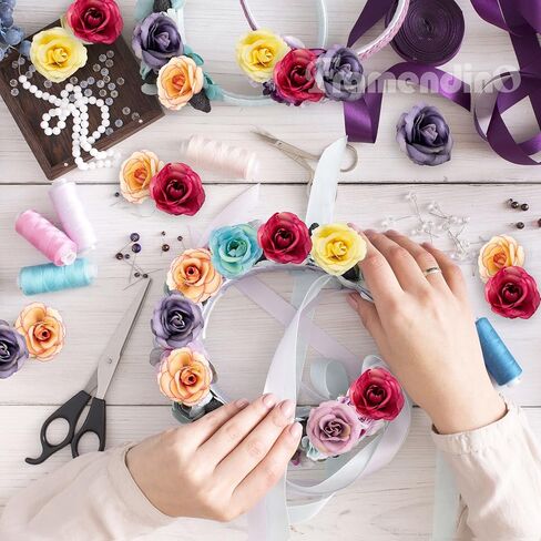 Framendino ، 150 حزمة زهور صغيرة مزيفة للحرف Multicolor Mini Silk Daisy Flower Heads Decord Home Decor in Kuwait