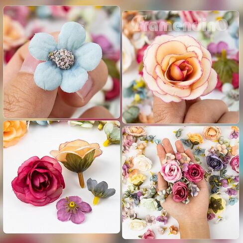 Framendino ، 150 حزمة زهور صغيرة مزيفة للحرف Multicolor Mini Silk Daisy Flower Heads Decord Home Decor in Kuwait