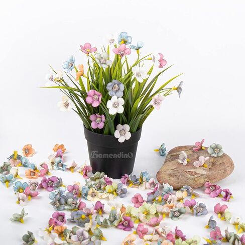 Framendino, 150 Pack Small Fake Flowers for Crafts Multicolor Mini Silk Daisy Flower Heads Wedding Home Decor DIY Scrapbooking Garland Wreath Making in Kuwait