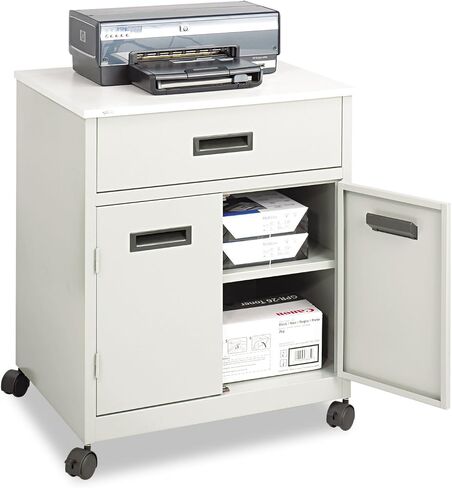 Safco Products 1870GR Steel Machine Stand with Double Doors and Drawer, Gray in Kuwait