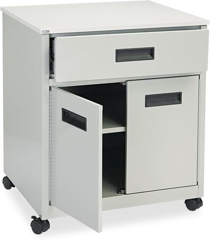 Safco Products 1870GR Steel Machine Stand with Double Doors and Drawer, Gray in Kuwait